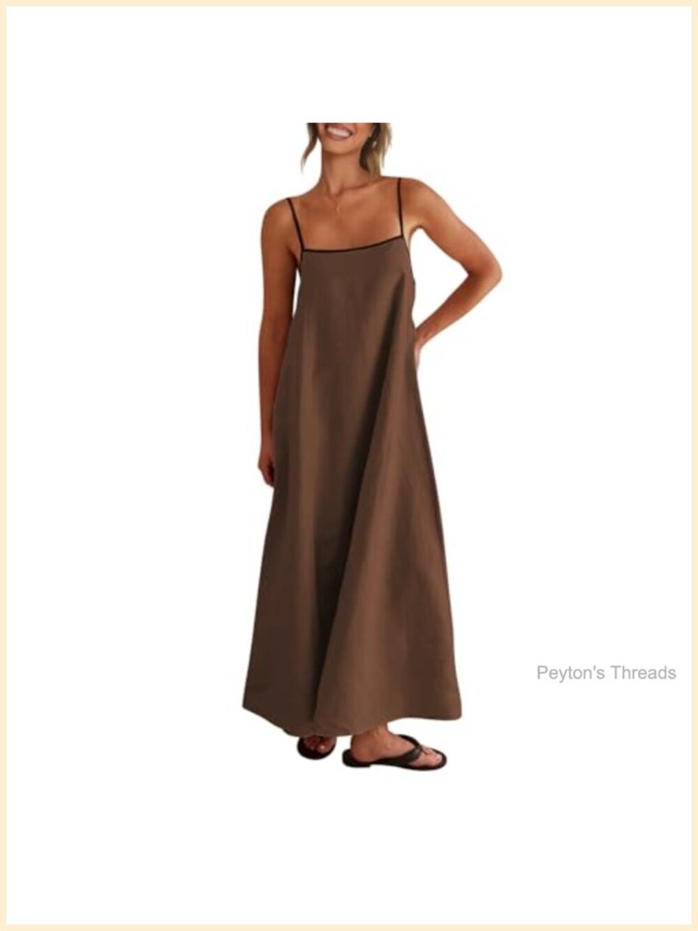 Linen Maxi Dress Spaghetti Strap Back Tie Side Pockets Boho Sundress